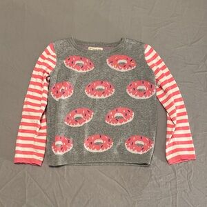 Tucker + Tate Kids Sweater Pink and Gray with Donuts &  Striped Sleeves - Size 4